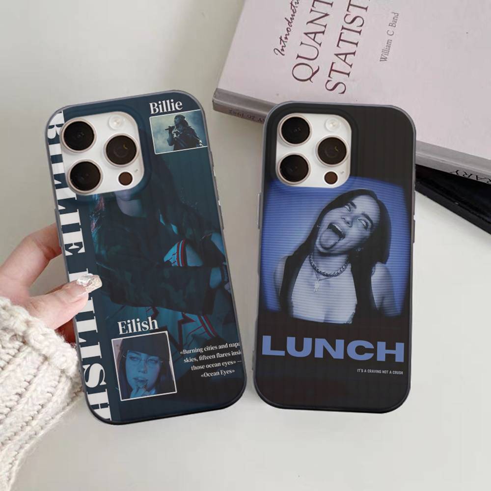 Pop E-Eilish Star B-billie Corrugated Stripe Phone Case For IPhone 17 16 15 14 13 12 11 Pro Max Plus Pro Shockproof Cover