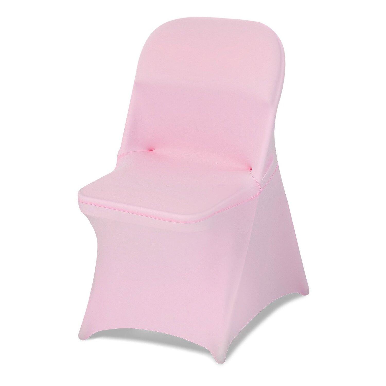 50 Stück Rosa Stuhlbezüge, Polyester-Spandex Stuhlbezug, Dehnbare Überwürfe für Hochzeitsfeier Esstisch Bankett Stühle mit flacher Vorderseite, Passend für Stuhl