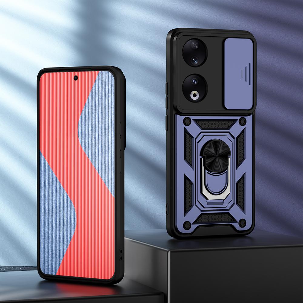 

Противоударный чехол KEYSION для Honor 90 5G 90 Lite 5G, защитное кольцо для объектива камеры, чехол-подставка для телефона для Huawei Honor 70 Lite for Honor 70 темно-синий