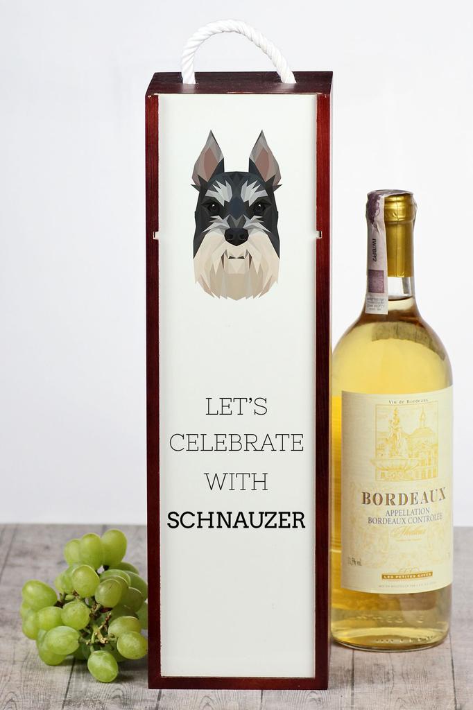 Sznaucer, Schnauzer I - Geometryczne Pudełko Ze Zdjęciem I Napisem Na Wino Marki Art-Dog
