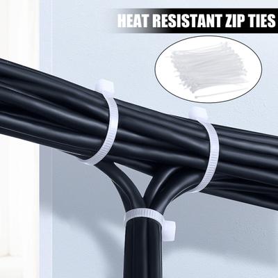 100 Pezzi Fascette per Cavi Universali in Nylon Fibbia per Impieghi Gravosi Autobloccanti Supporto Fascette Zip Resistenti ai Raggi UV