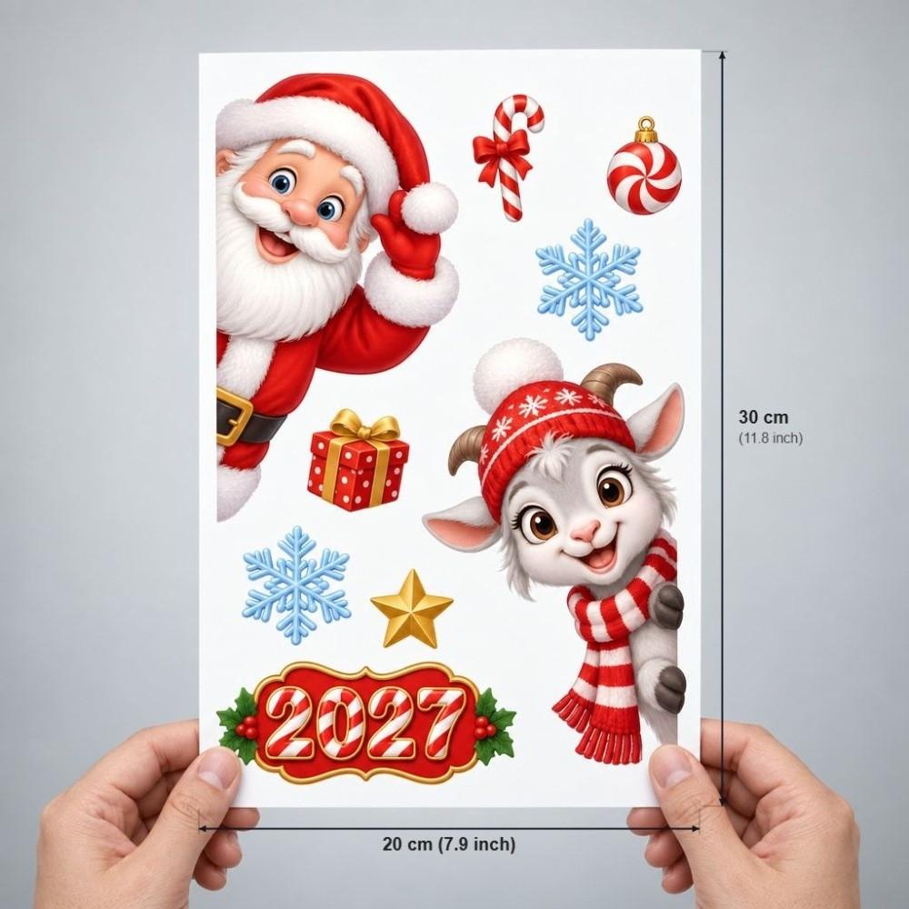 Elk Cat Static Window Stickers Santa Claus Xmas Static Decals Christmas Window Stickers Store
