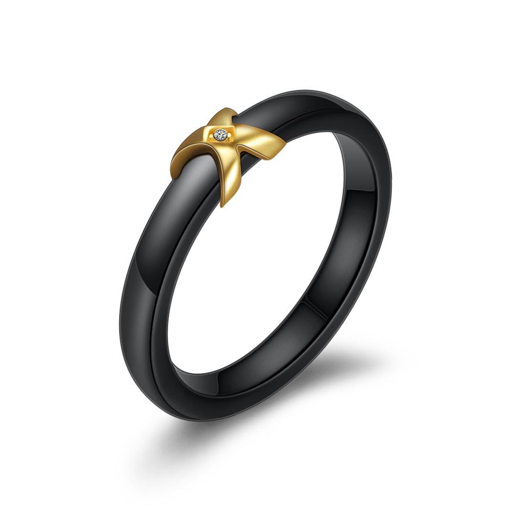 Black & White 22MM Ceramic X Ring: Women s Diamond Inlaid Valentine s Day Couple Ring Size 6 чёрный