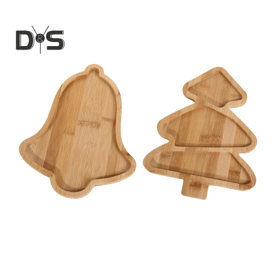 Christmas Snack Tray Bamboo Serving Plate Decorative Platter Nuts Display Desktop Food Tray Modern Home Fruit Bowl Christmas Tree Shape Party Snacks