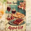 Vintage Kitchen Metal Sign "Bon Appetit" 8x12 Inch Wall Decor Poster