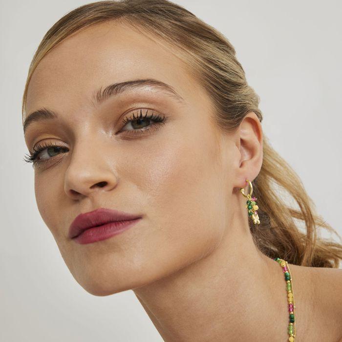 Boucles d'oreilles Luxenter en argent 925 avec cristal multicolore et finition or jaune 18 carats - Papillon