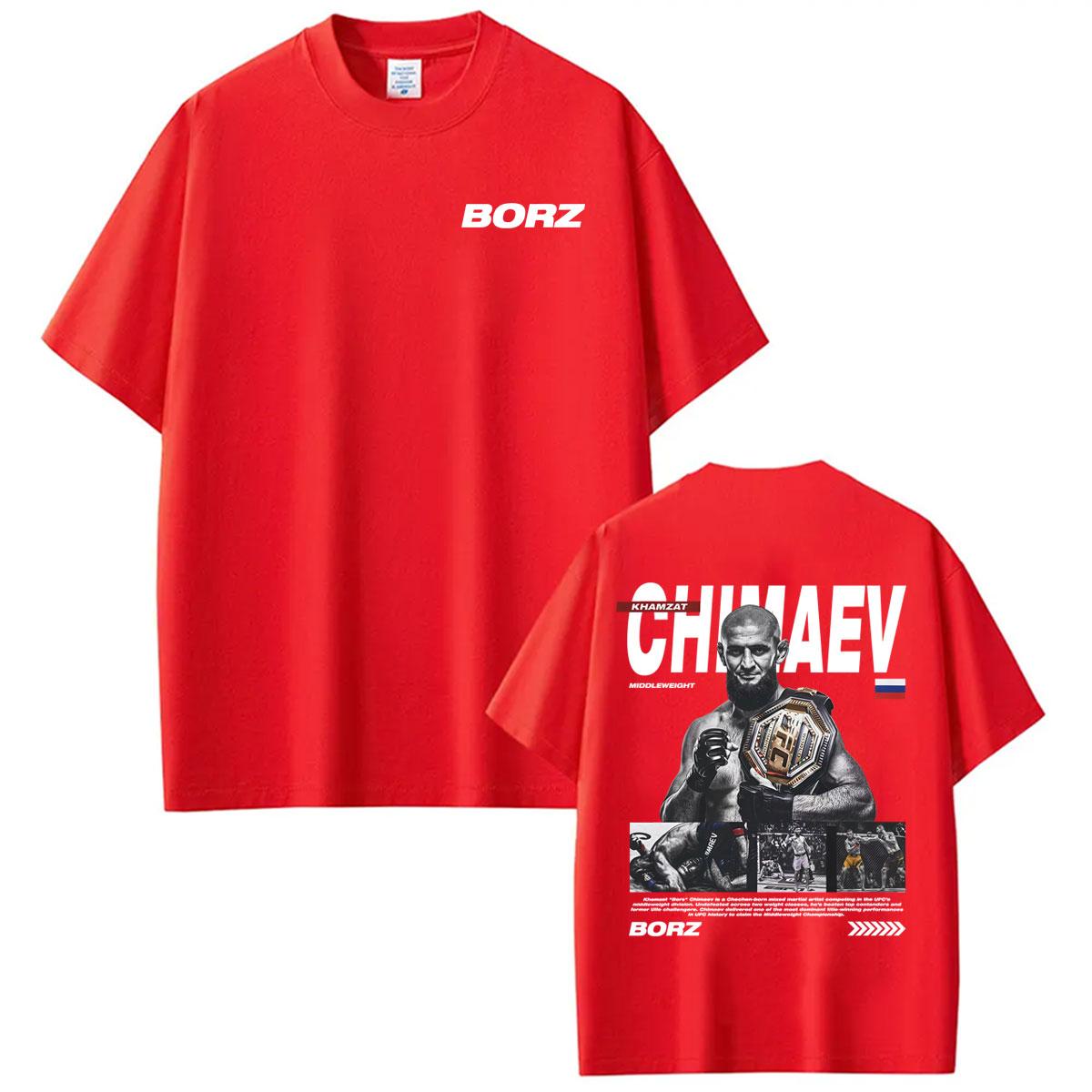 Limited Khamzat Chimaev Borz Logo Merch Tee Shirt Unisex Women Casual Cotton Oversized T-shirts Fashion Vintage High Street T Shirt S