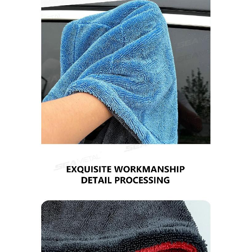 SEAMETAL 1200GSM Car Cleaning Towel Heavy Duty Thicken High-Absorbent Drying Cloth Ultra-Soft Scratch Free Car Detailing Towel