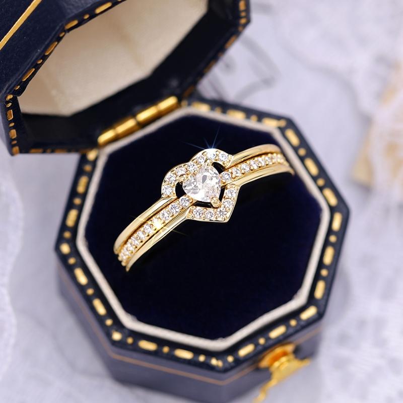 Romantic Wedding Band Ring Female Love Jewelry Brilliant Heart Zirconia Finger Accessories for Engagement Exquisite Gift