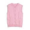 French Sleeveless Knitted Round Neck Vest - Women's European & American Style, Button-Up Short Top