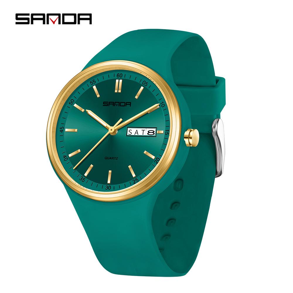 SANDA Student Quartz Wristwatch: Fashionable, Simple, Luminous, Waterproof, Versatile, Double Calendar