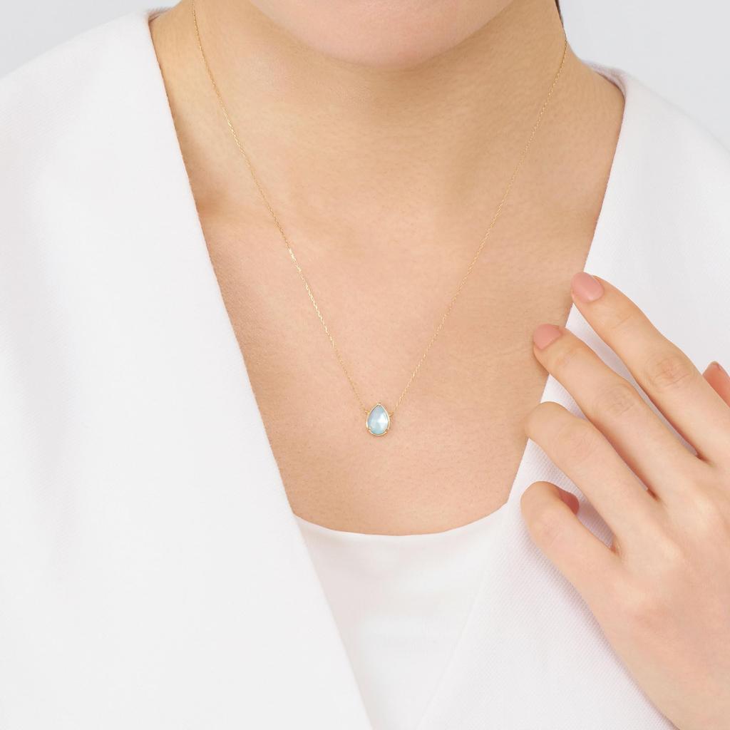 Vendome Aoyama K18YG Blue Topaz Shell Necklace AGVN669343BT [Official]