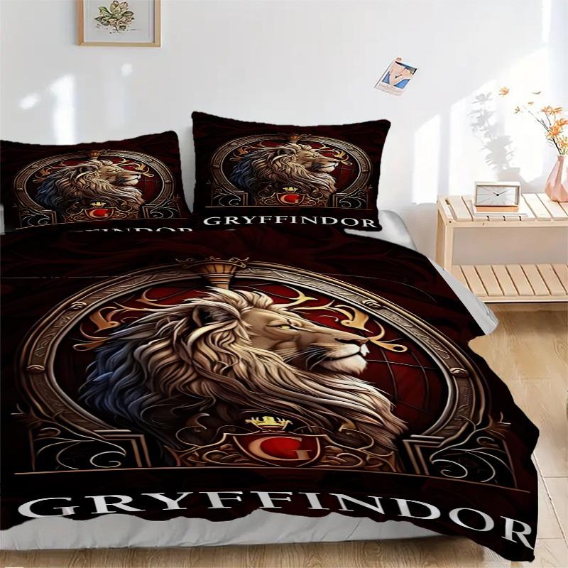 

3pcs Gryffindor, Lion Crest Duvet Cover Set, 1 Duvet Cover + 1/2 Pillowcases (No Insert), Bedroom Decor, Allseason Comfort yy251021274 135x200cm