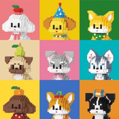 Tier Hund Kawaii Mikro-Bausteine für Erwachsene 3D-Modell Katze Mini-Steine Spielzeug Montage-Spiele Spielzeug für Kinder von 6 bis 12 Jahren Geschenk