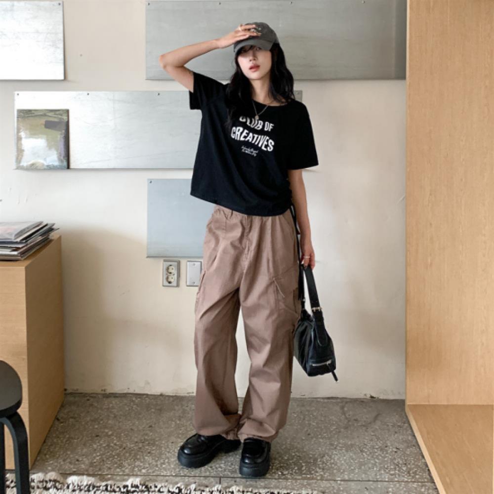 New Arrivals Open Run Women Lovely Side LeTTering CoTTon T shirT shorT Sleeve