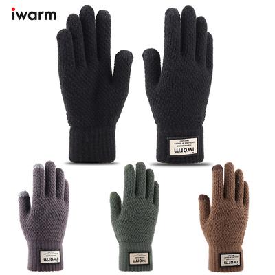 Autumn and Winter Touch Screen Gloves Men's Fleece Double Layer Thickened