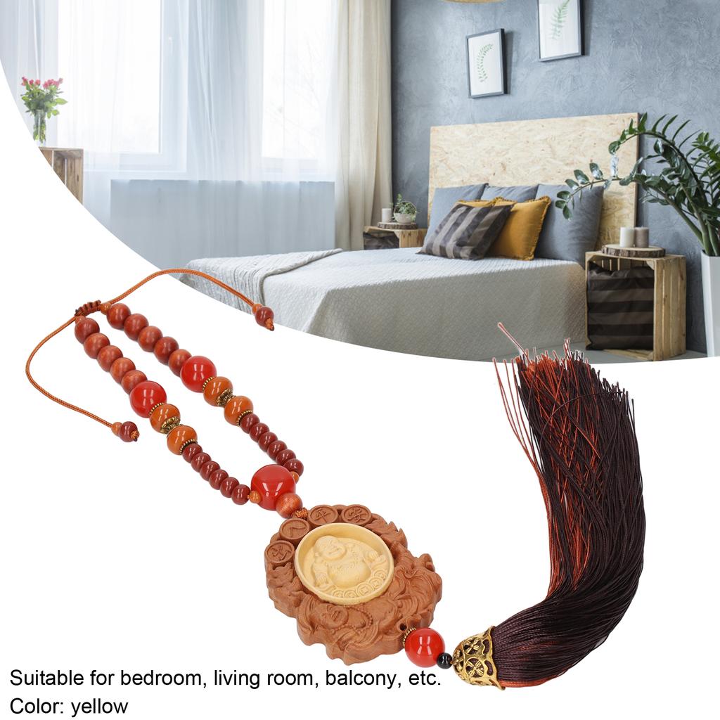 Buddha Car Pendant Wear Resistant Yellow Car Rearview Mirror Pendant for Car Interior Bedroom Living Room Balcony