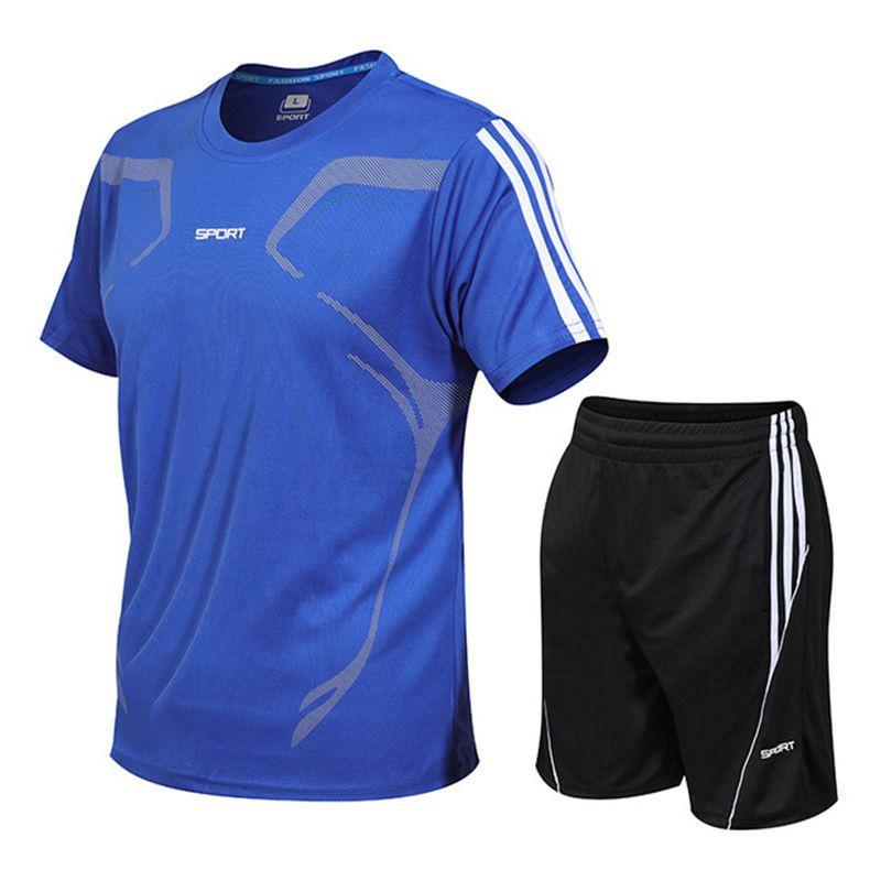 Men's Breathable Quick-drying Running Sport Set Short Sleeve Shirt And Shorts