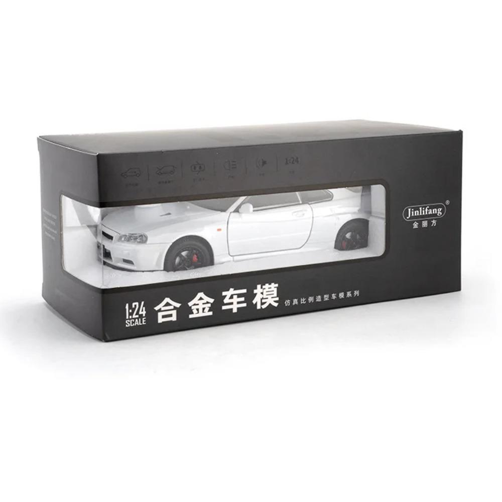 1/24 Nissan Skyline GTR R34 Rychle a zběsile Kovový model auta Zvuk Světlo Sběratelská miniatura Voiture Diecast Hračka Vozidlo Chlapec C342