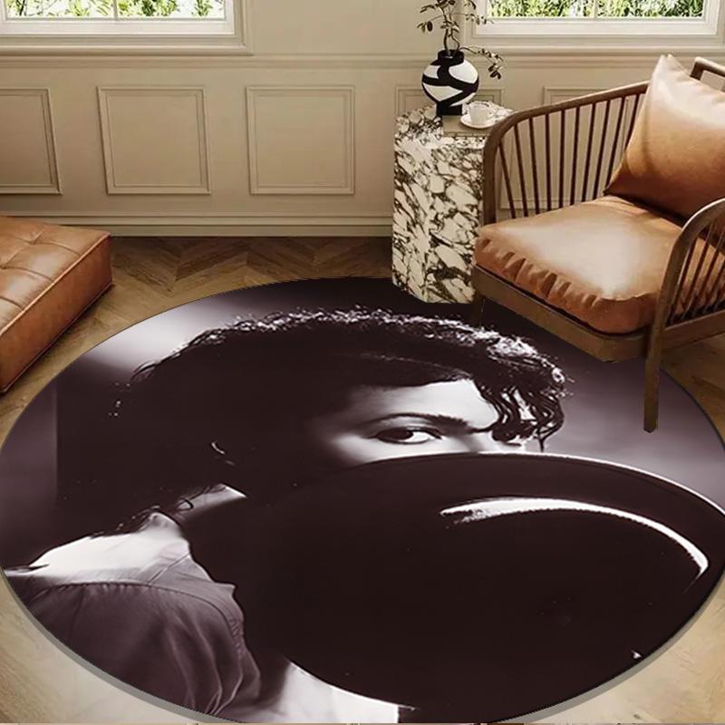 Metallic Hair Style Michael muisc Round Rug for Livingroom,Bedroom, Palyroom, Chair Rug, Area rug, Circle Carpet, Large Size Fan Christmas gift