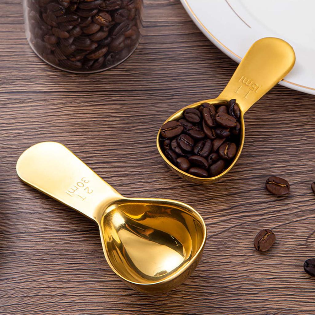 2Pcs Stainless Steel Coffee Scoop Measuring Spoon Short Handle Tablespoon for Coffee Milk Powder Fruit Powder