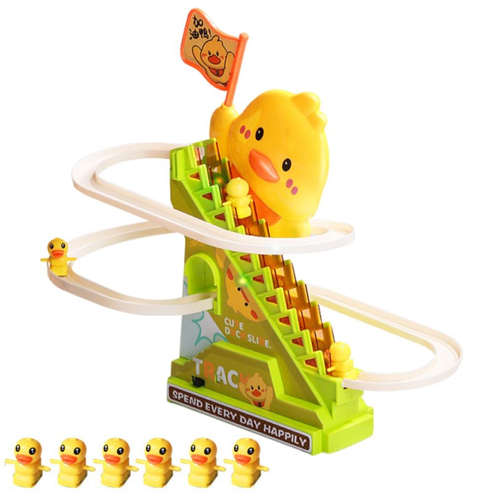 Cartoon Electric Duck Track Toys Cute Interactive Escalator Toy Duck Roller Coaster Toy Children