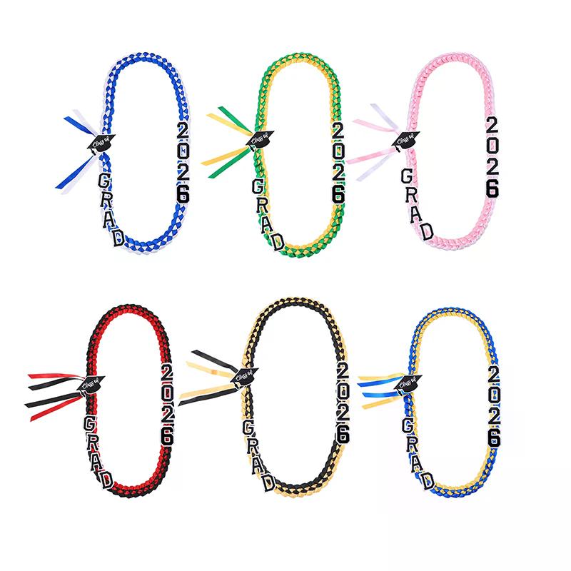 Graduation Leis Class Of 2026 Grad Handmade Ribbon Lei Ribbon Necklace With Grad Letters