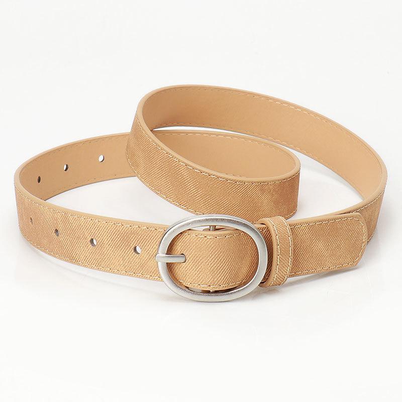 New Women's Belt Personalized Denim Leather Belt Casual Simple Jeans Decorative Pin Buckle Belt Women