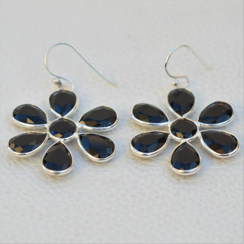 Black Onyx Gemstone Solid 925 Sterling Silver Handmade Designer Earring Women Gift Jewelry Floral Earring