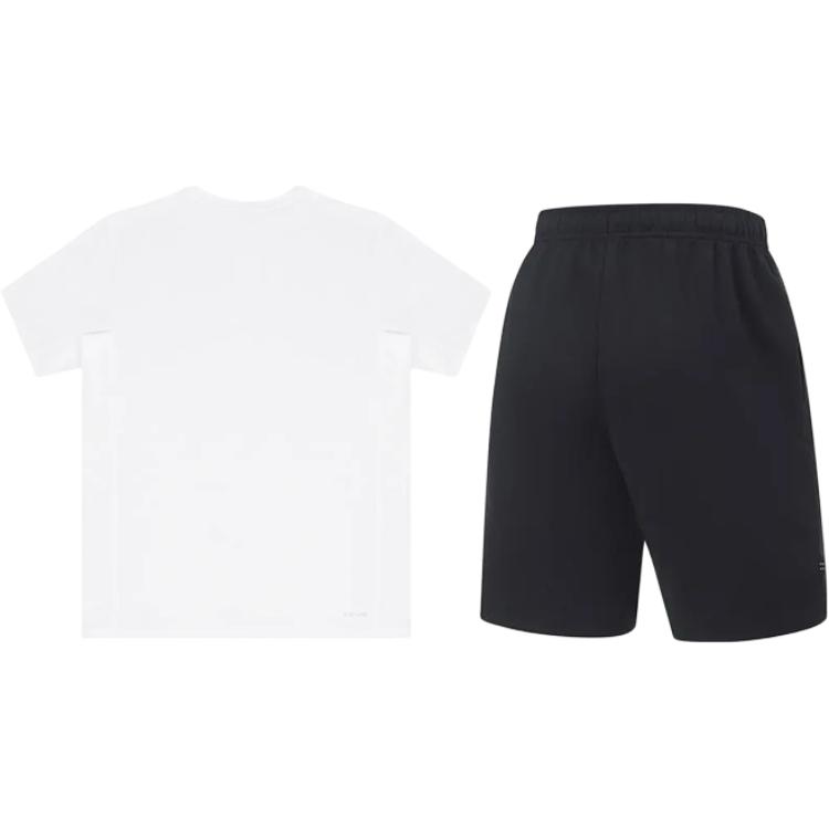 Li-Ning Solid Color Round Neck Pullover Short Sleeve T-Shirt Quick Dry Breathable Simple Versatile Shorts Casual Sports Suit YTSU149-3+AKST543-3