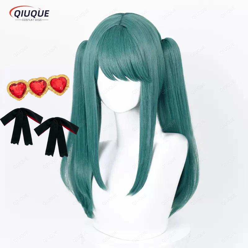 Anime Vampire Cosplay Wig Long Green Double Ponytails Heat Resistant Hair Party Wigs + Wig Cap