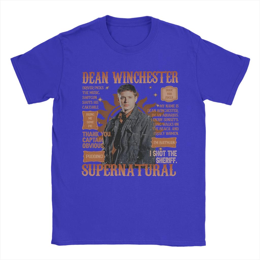 Supernatural Vintage Dean Winchester Men T Shirts  Vintage Tees Short Sleeve Round Neck TShirt 100 Cotton 4XL 5XL Clothing