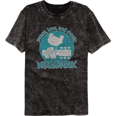 Woodstock Paz Amor E Música Colortone Lavagem Mineral Música Camiseta Infantil
