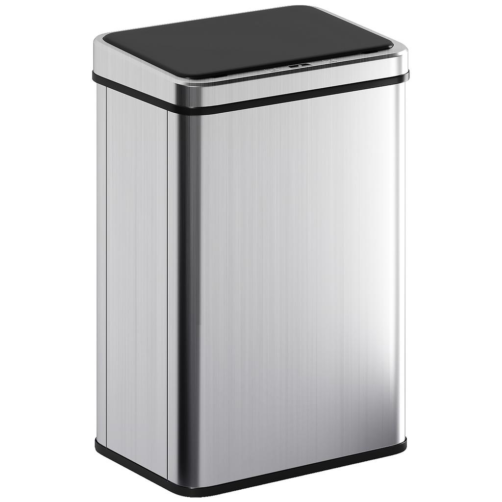 40L Sensor Bin with Soft-Close Lid, Stainless Steel Automatic Touchless Motion Sensor Kitchen Bin, Silver Tone