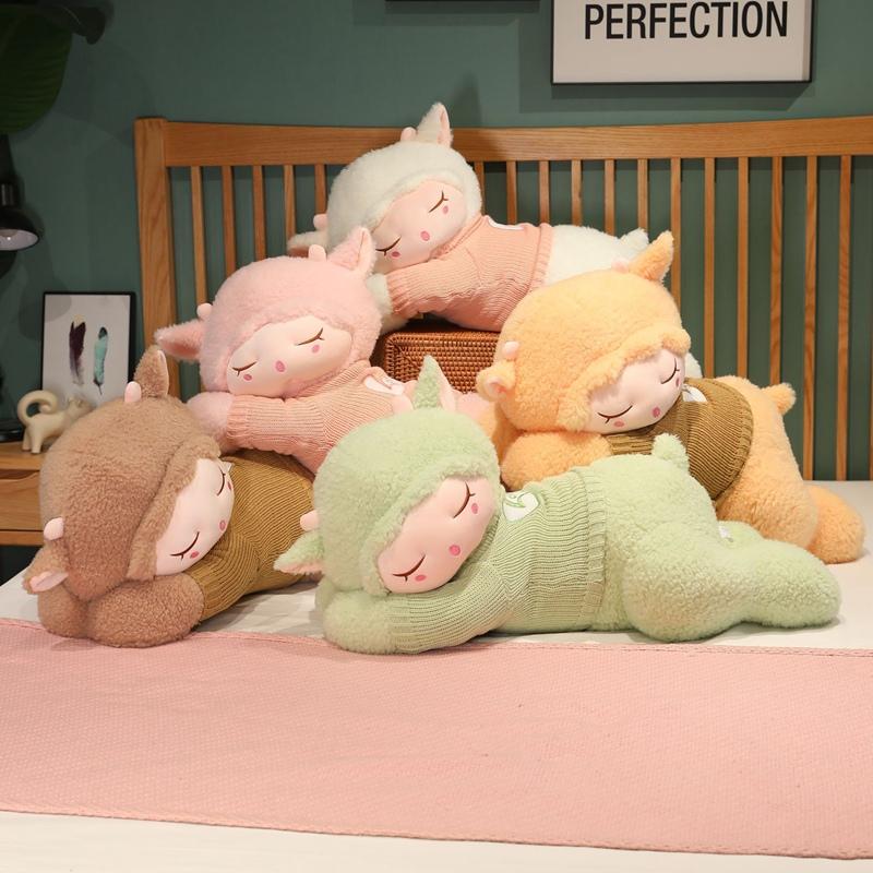 80/100cm Leżąca Owca Pluszowa Poduszka Zabawki Miękki Plusz Alpacasso Lalki Alpaki Pluszowe Zwierzę Zabawka Prezenty Urodzinowe dla Dzieci Dziewczynek