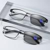 Classic Men's Business Square Metal Frame Reading Glasses Stylish Neutral Anti Blue Light Prescription Glasses