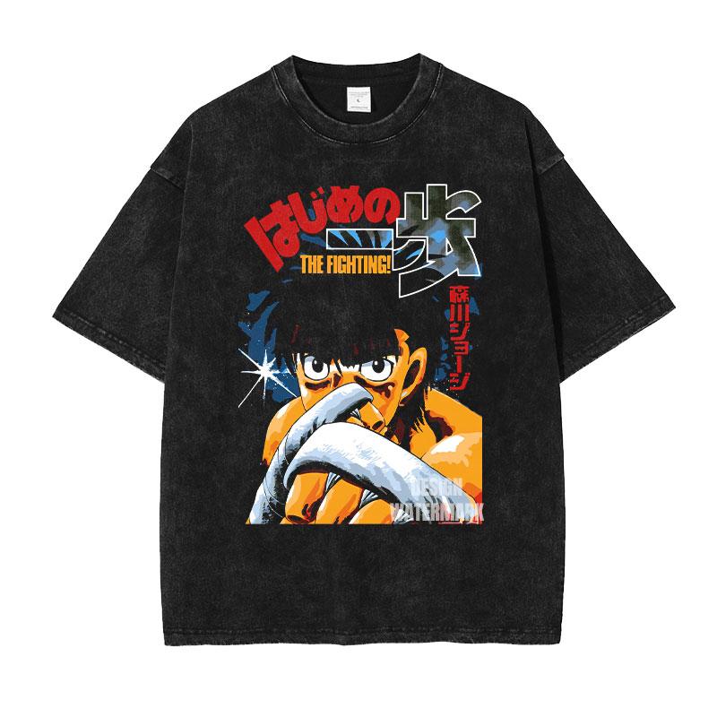 Anime MMakunouchi IIppo Tshirts Oversized Vintage Washed HHajime No Ippo T Shirt Manga The FFighting T Shirt for Man Cotton