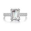 Women's S925 Sterling Silver Aquamarine Ring with Square High-Carbon Diamond