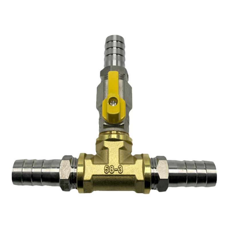 Brass Push-to-Connect Ball Valve Reducing Tee for Water Pipes (Sizes: 6/8/10/12/14/16mm)