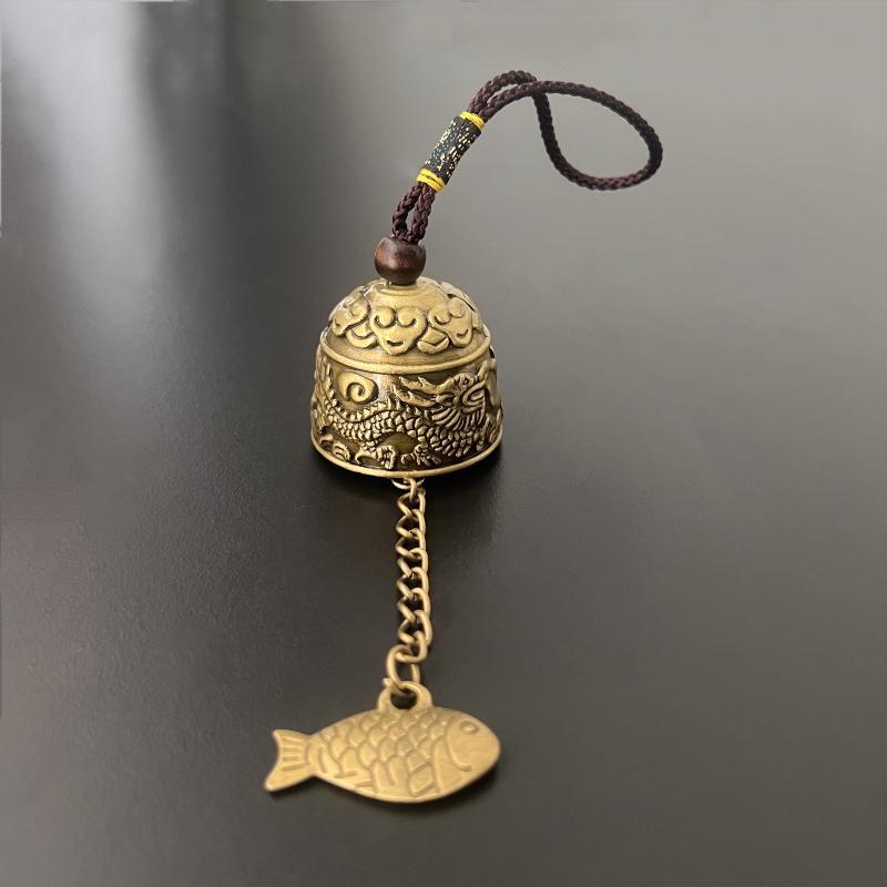 Vintage Pure Copper Bell Keychain Rustproof Brass Small Pendant Portable Ornament for Car Key Backpack Accessory Gift