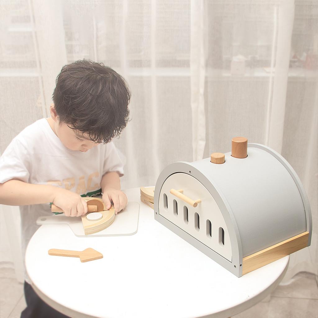 Wooden Fun Simulation Pizza Oven Model Children Toy Set For Role Playing