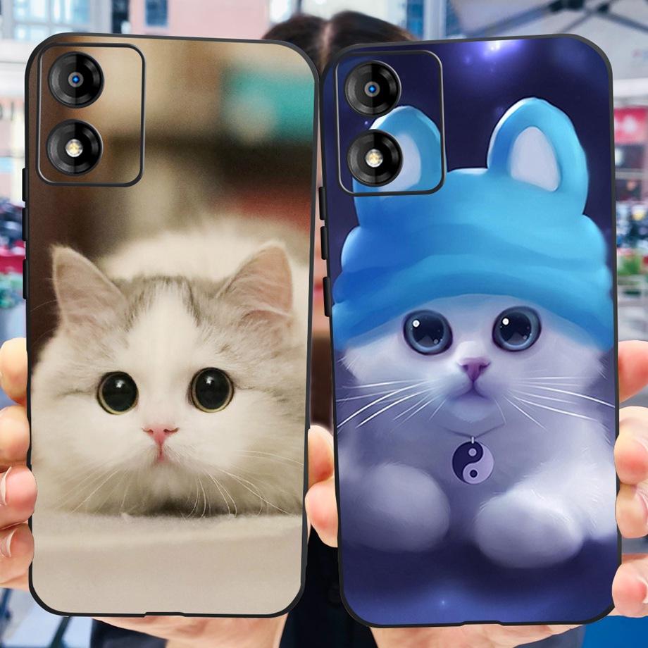 Per Motorola Moto E13 Moto G13 Custodia Nero Opaco Silicone Liquido Cover Morbida Adorabile Gatto Cartone Animato Gelatina Custodie Per MotoE13 E 13 G 13