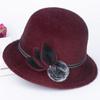 Flat Top Fedoras Jazz Hats For Women Men Solid Color Imitation Woolen Jazz Cap British Style Wide Brim Ladies Bowler Hats Fedora
