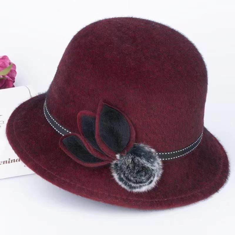 Flat Top Fedoras Jazz Hats For Women Men Solid Color Imitation Woolen Jazz Cap British Style Wide Brim Ladies Bowler Hats Fedora