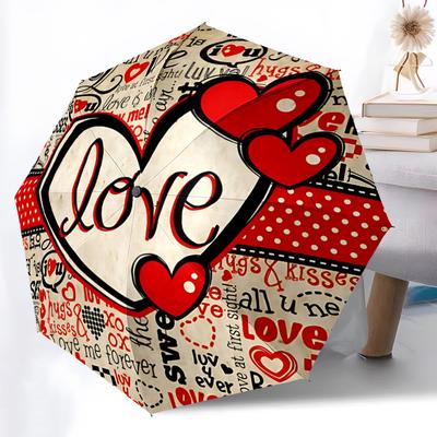 1pc Love Hearts Automatic Folding Umbrella - 8-Rib Automatic Open/Close, Large Canopy Birthday Festival Gift Yy251217138