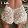 Plus Size Women Low Waist Hollowed Out Briefs Sexy Underwear Panties Transparent Lace Breathable Lady Lingerie Underpants S-5XL