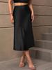 European & American Style Satin Midi Skirt - Spring/Summer 2025 - Elegant A-Line Polyester Skirt