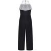 Children‘s Sparkly Rhinestone Color Block Sleeveless Jazz Dance Bodysuit Metallic Patchwork Jumpsuit for Performance Competition