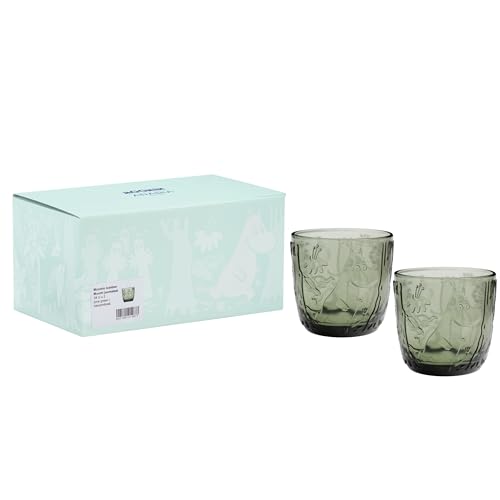 [Officially Imported] Moomin by ARABIA Glassware Collection Tumbler Set (2-Piece Set), Approx. 280ml, Pine Green, Moomin Tableware, Arabia, 1070868