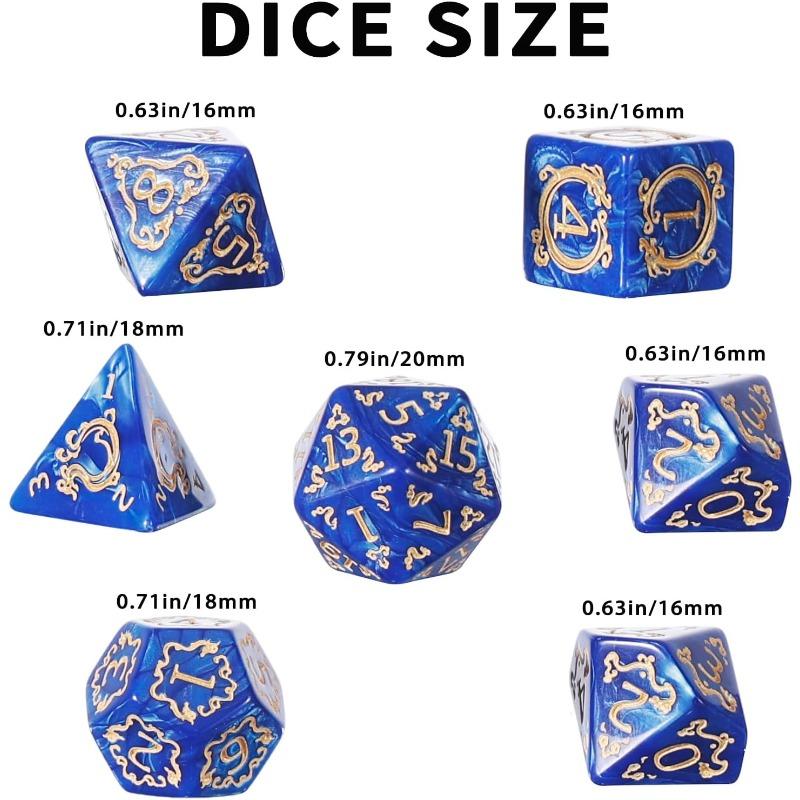 Polyhedral DND Dice Set 7Pcs Dragon Pattern for D&D TRPG Role Playing Board Game Entertainment Collectible Gift